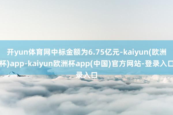 开yun体育网中标金额为6.75亿元-kaiyun(欧洲杯)app-kaiyun欧洲杯app(中国)官方网站-登录入口