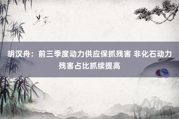 胡汉舟：前三季度动力供应保抓残害 非化石动力残害占比抓续提高